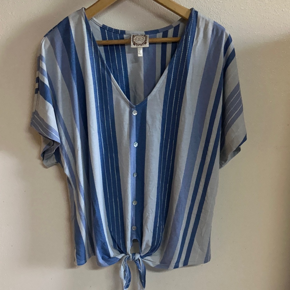 Blue striped tie top